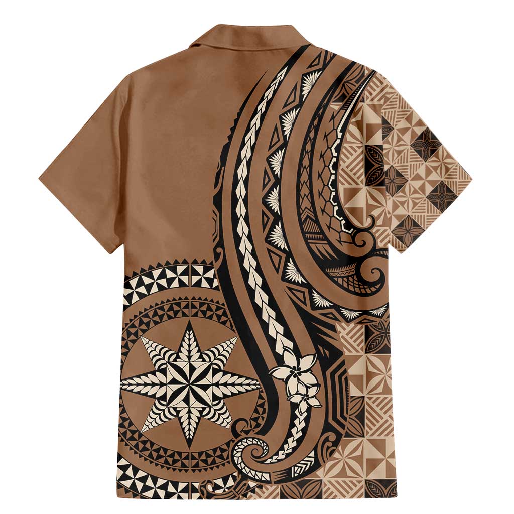 Personalized Tonga Ngatu Family Matching Mermaid Dress and Hawaiian Shirt Vintage Brown Manulua Motifs LT7 - Polynesian Pride