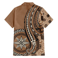 Personalized Tonga Ngatu Family Matching Off Shoulder Maxi Dress and Hawaiian Shirt Vintage Brown Manulua Motifs LT7 - Polynesian Pride