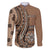 Personalized Tonga Ngatu Family Matching Off Shoulder Maxi Dress and Hawaiian Shirt Vintage Brown Manulua Motifs