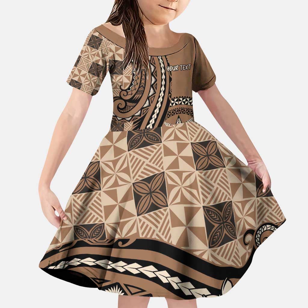 Personalized Tonga Ngatu Family Matching Puletasi and Hawaiian Shirt Vintage Brown Manulua Motifs