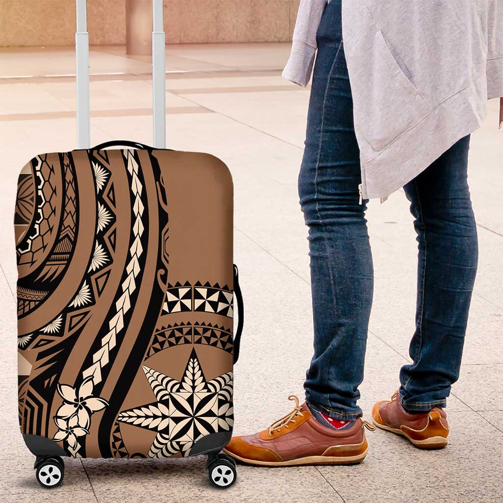 Tonga Ngatu Luggage Cover Vintage Brown Manulua Motifs