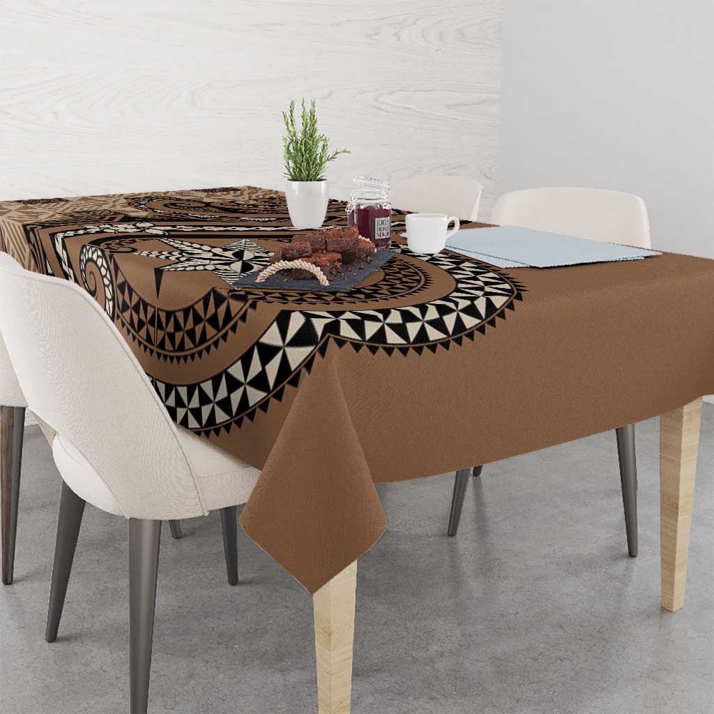 Tonga Ngatu Tablecloth Vintage Brown Manulua Motifs