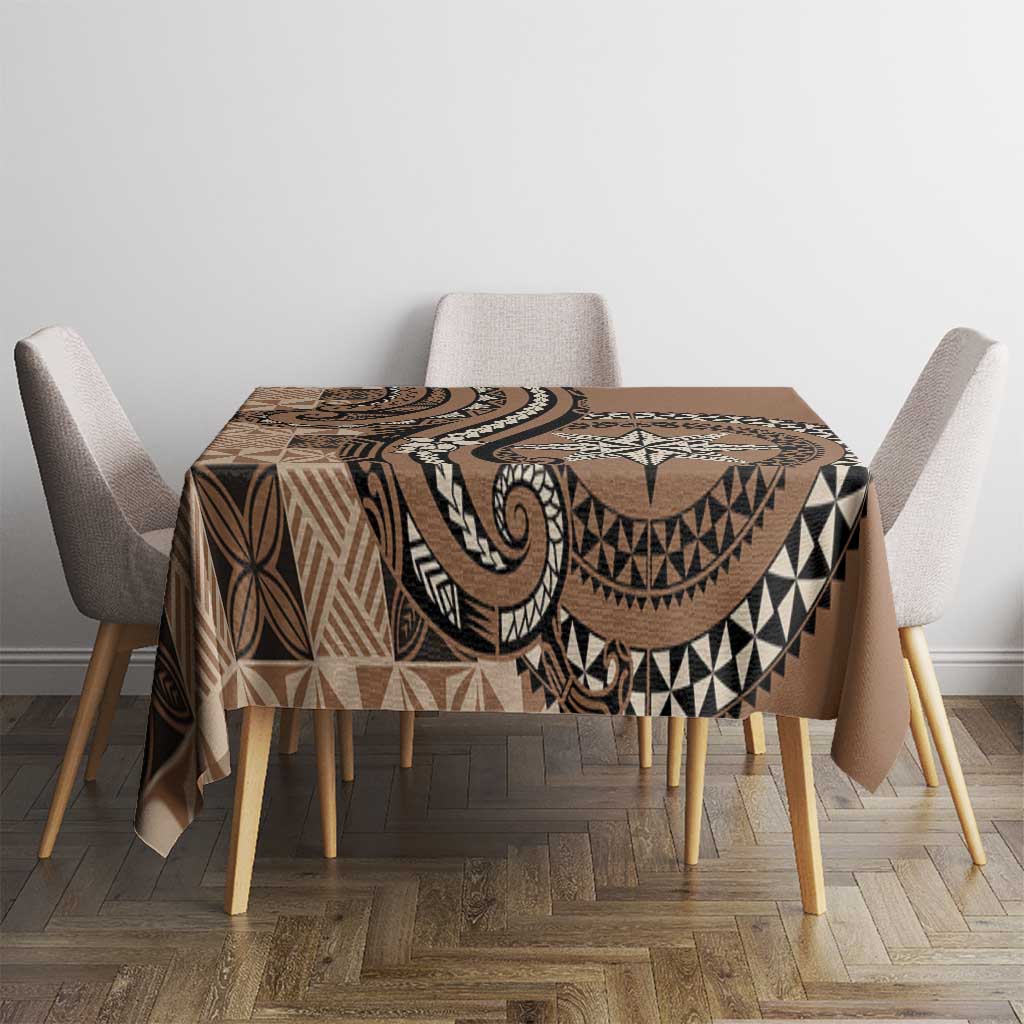 Tonga Ngatu Tablecloth Vintage Brown Manulua Motifs