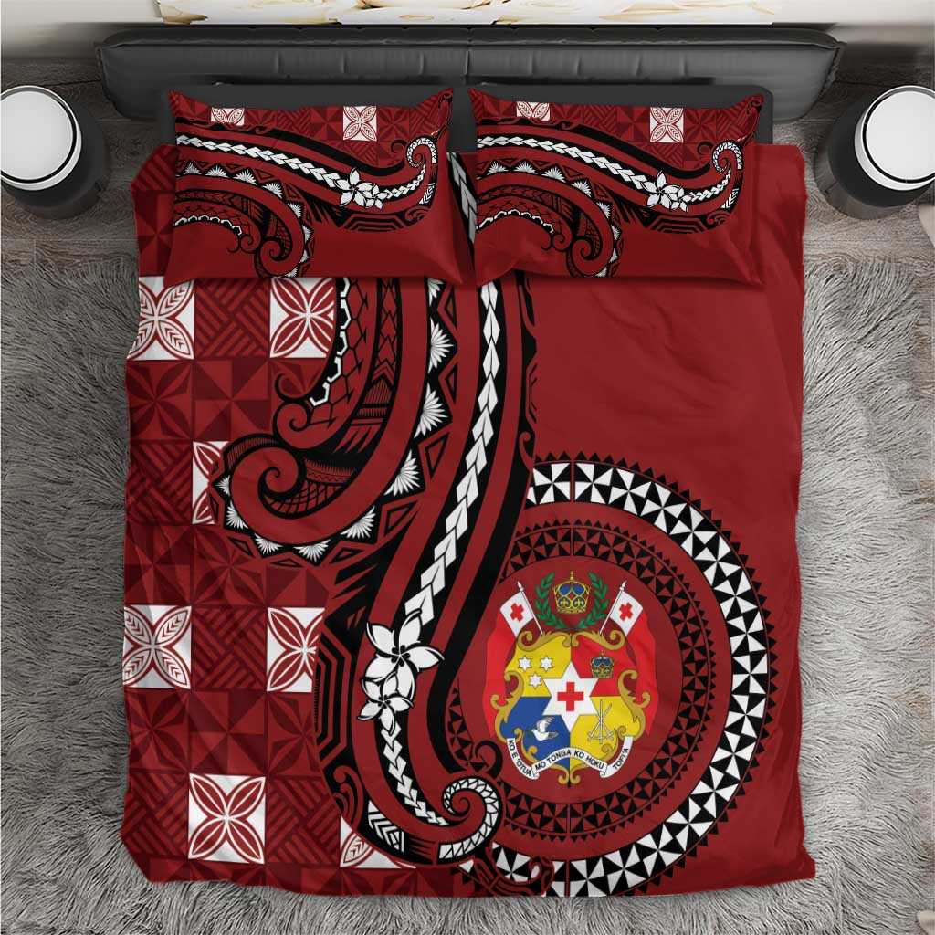 Tonga Ngatu Bedding Set Iconic Red Manulua Motifs