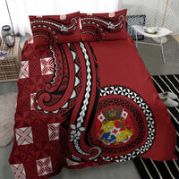 Tonga Ngatu Bedding Set Iconic Red Manulua Motifs