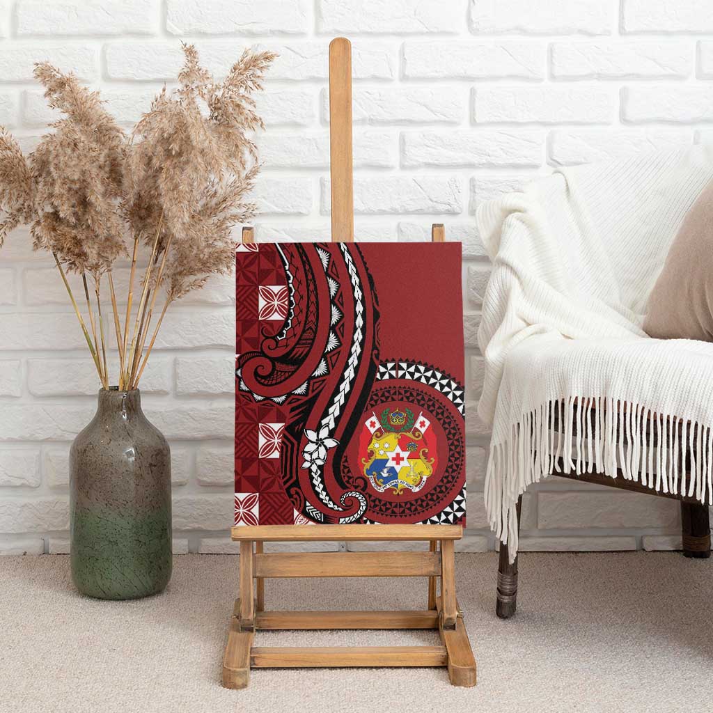 Tonga Ngatu Canvas Wall Art Iconic Red Manulua Motifs