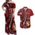 Personalized Tonga Ngatu Couples Matching Off Shoulder Maxi Dress and Hawaiian Shirt Iconic Red Manulua Motifs