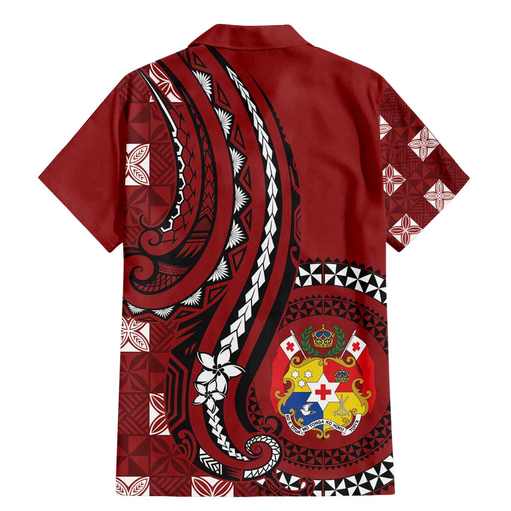 Personalized Tonga Ngatu Family Matching Mermaid Dress and Hawaiian Shirt Iconic Red Manulua Motifs LT7 - Polynesian Pride