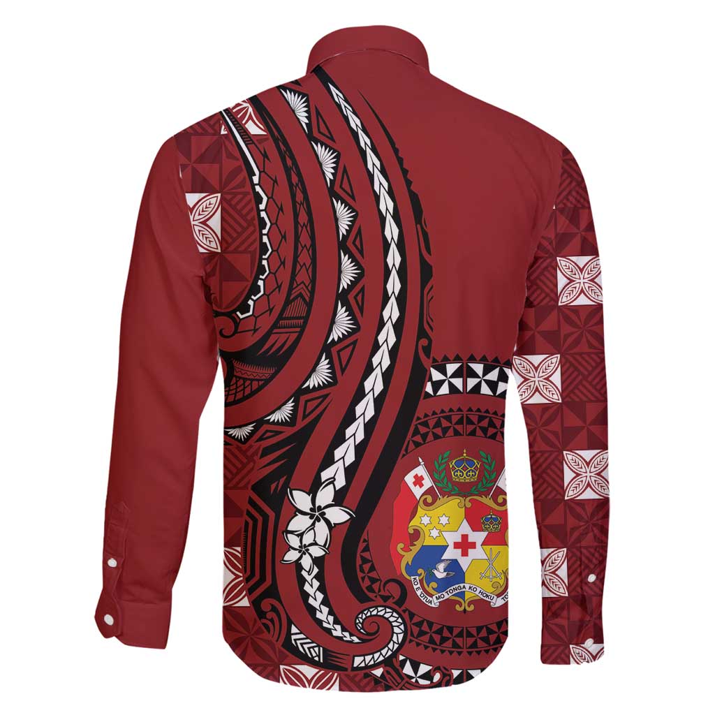 Personalized Tonga Ngatu Family Matching Mermaid Dress and Hawaiian Shirt Iconic Red Manulua Motifs LT7 - Polynesian Pride