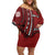 Personalized Tonga Ngatu Family Matching Off Shoulder Short Dress and Hawaiian Shirt Iconic Red Manulua Motifs
