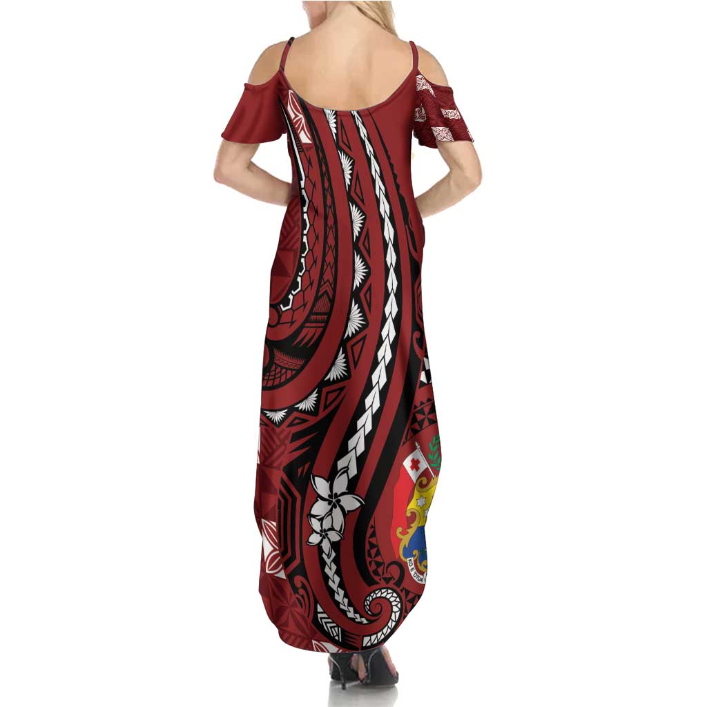 Personalized Tonga Ngatu Family Matching Summer Maxi Dress and Hawaiian Shirt Iconic Red Manulua Motifs