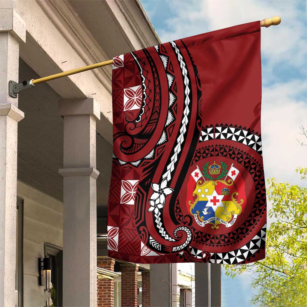 Tonga Ngatu Garden Flag Iconic Red Manulua Motifs