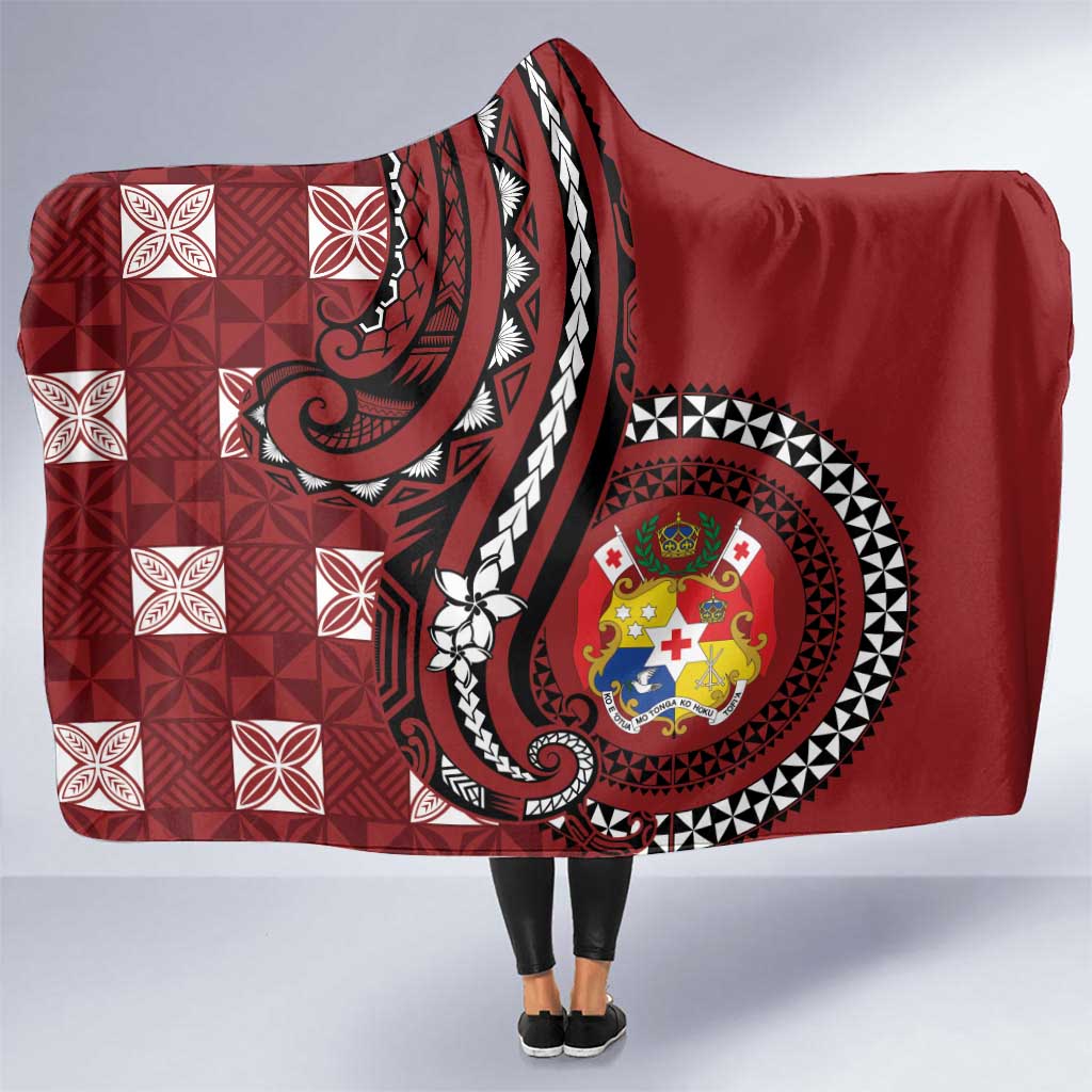 Tonga Ngatu Hooded Blanket Iconic Red Manulua Motifs