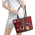 Tonga Ngatu Leather Tote Bag Iconic Red Manulua Motifs