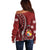 Personalized Tonga Ngatu Off Shoulder Sweater Iconic Red Manulua Motifs