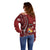 Personalized Tonga Ngatu Off Shoulder Sweater Iconic Red Manulua Motifs