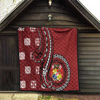 Tonga Ngatu Quilt Iconic Red Manulua Motifs