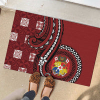 Tonga Ngatu Rubber Doormat Iconic Red Manulua Motifs