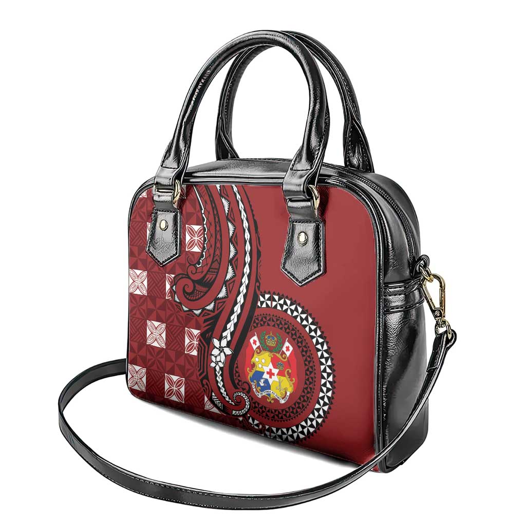 Tonga Ngatu Shoulder Handbag Iconic Red Manulua Motifs
