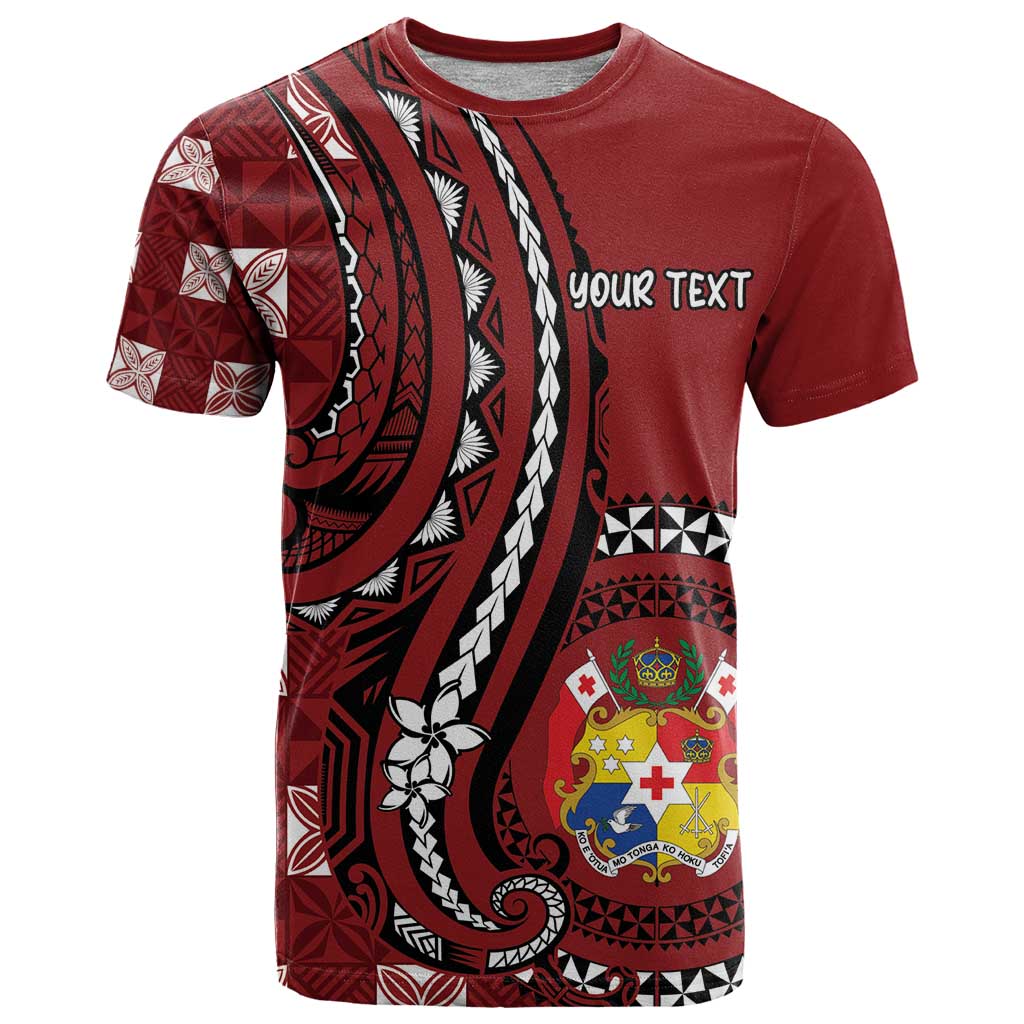 Personalized Tonga Ngatu T Shirt Iconic Red Manulua Motifs