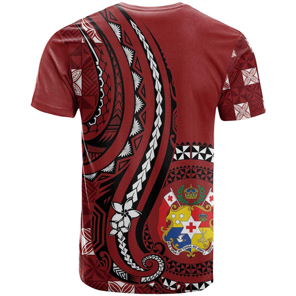 Personalized Tonga Ngatu T Shirt Iconic Red Manulua Motifs
