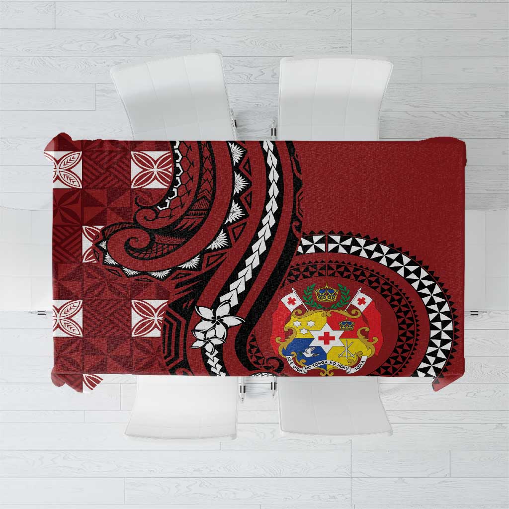 Tonga Ngatu Tablecloth Iconic Red Manulua Motifs
