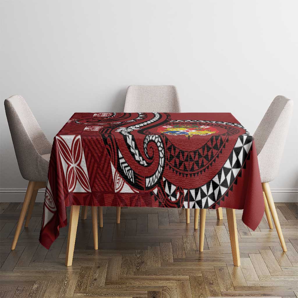 Tonga Ngatu Tablecloth Iconic Red Manulua Motifs
