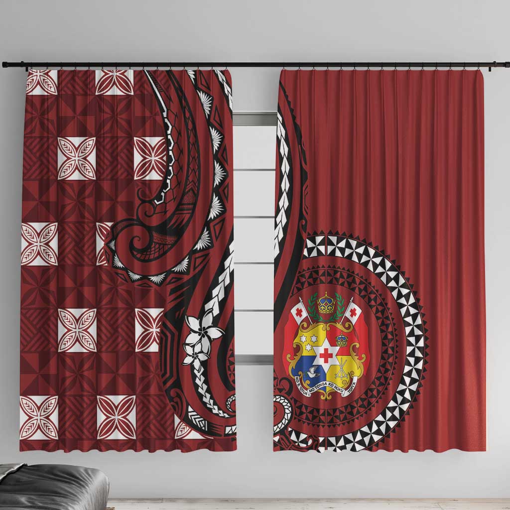 Tonga Ngatu Window Curtain Iconic Red Manulua Motifs