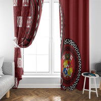 Tonga Ngatu Window Curtain Iconic Red Manulua Motifs