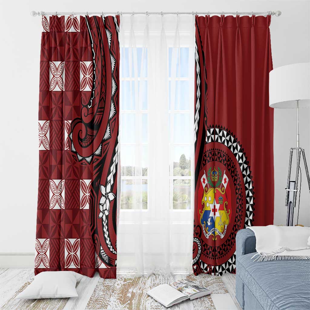 Tonga Ngatu Window Curtain Iconic Red Manulua Motifs