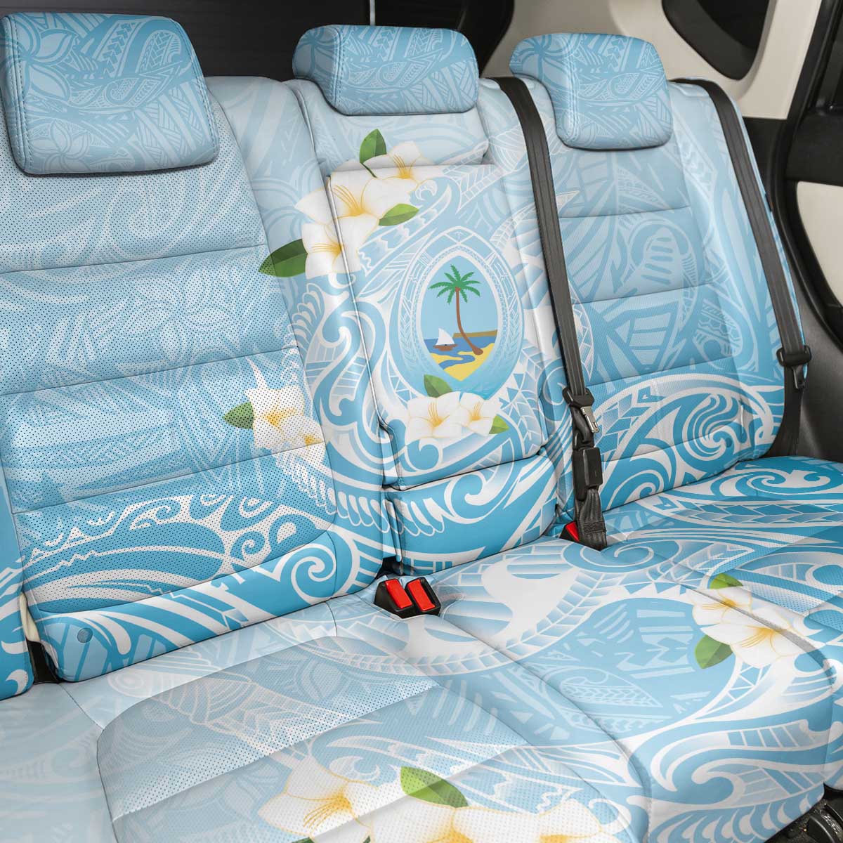 Guam Fishhook Mix Guasali Flowers Back Car Seat Cover Dreaming Turquoise