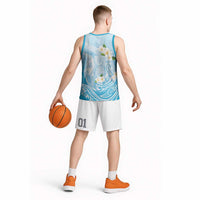 Guam Fishhook Mix Guasali Flowers Basketball Jersey Dreaming Turquoise