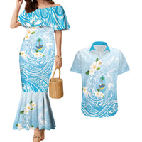 Guam Fishhook Mix Guasali Flowers Couples Matching Mermaid Dress and Hawaiian Shirt Dreaming Turquoise