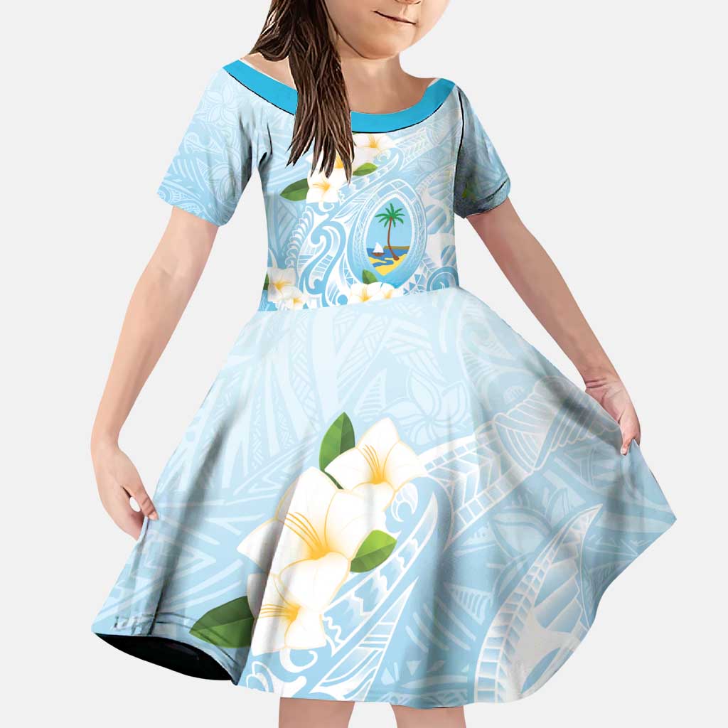 Guam Fishhook Mix Guasali Flowers Family Matching Off Shoulder Maxi Dress and Hawaiian Shirt Dreaming Turquoise LT7 Daughter's Dress Turquoise - Polynesian Pride