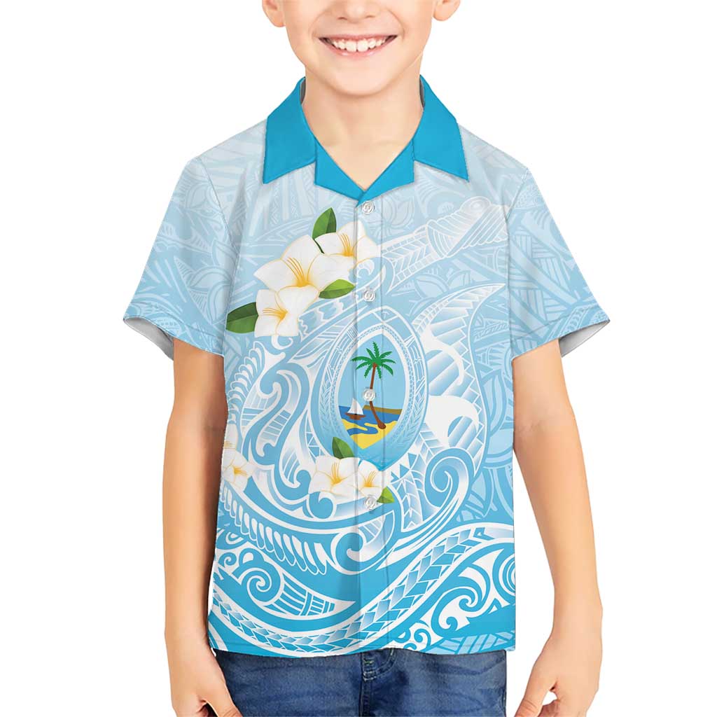 Guam Fishhook Mix Guasali Flowers Family Matching Short Sleeve Bodycon Dress and Hawaiian Shirt Dreaming Turquoise LT7 Son's Shirt Turquoise - Polynesian Pride