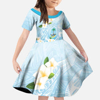 Guam Fishhook Mix Guasali Flowers Family Matching Tank Maxi Dress and Hawaiian Shirt Dreaming Turquoise LT7 Daughter's Dress Turquoise - Polynesian Pride