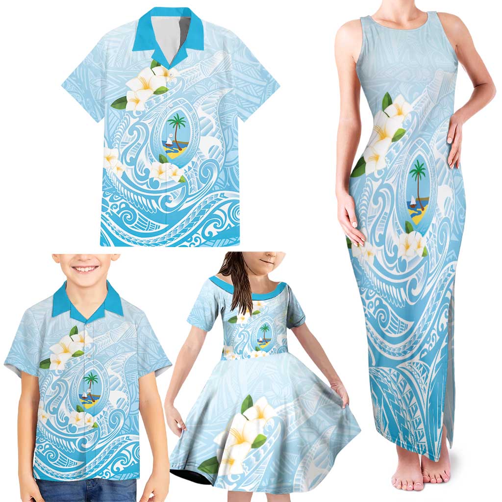 Guam Fishhook Mix Guasali Flowers Family Matching Tank Maxi Dress and Hawaiian Shirt Dreaming Turquoise LT7 - Polynesian Pride