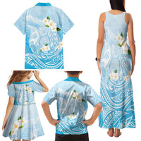 Guam Fishhook Mix Guasali Flowers Family Matching Tank Maxi Dress and Hawaiian Shirt Dreaming Turquoise LT7 - Polynesian Pride