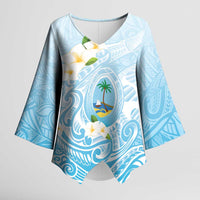 Guam Fishhook Mix Guasali Flowers Kimono Sleeve Blouse Dreaming Turquoise