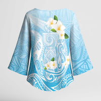 Guam Fishhook Mix Guasali Flowers Kimono Sleeve Blouse Dreaming Turquoise