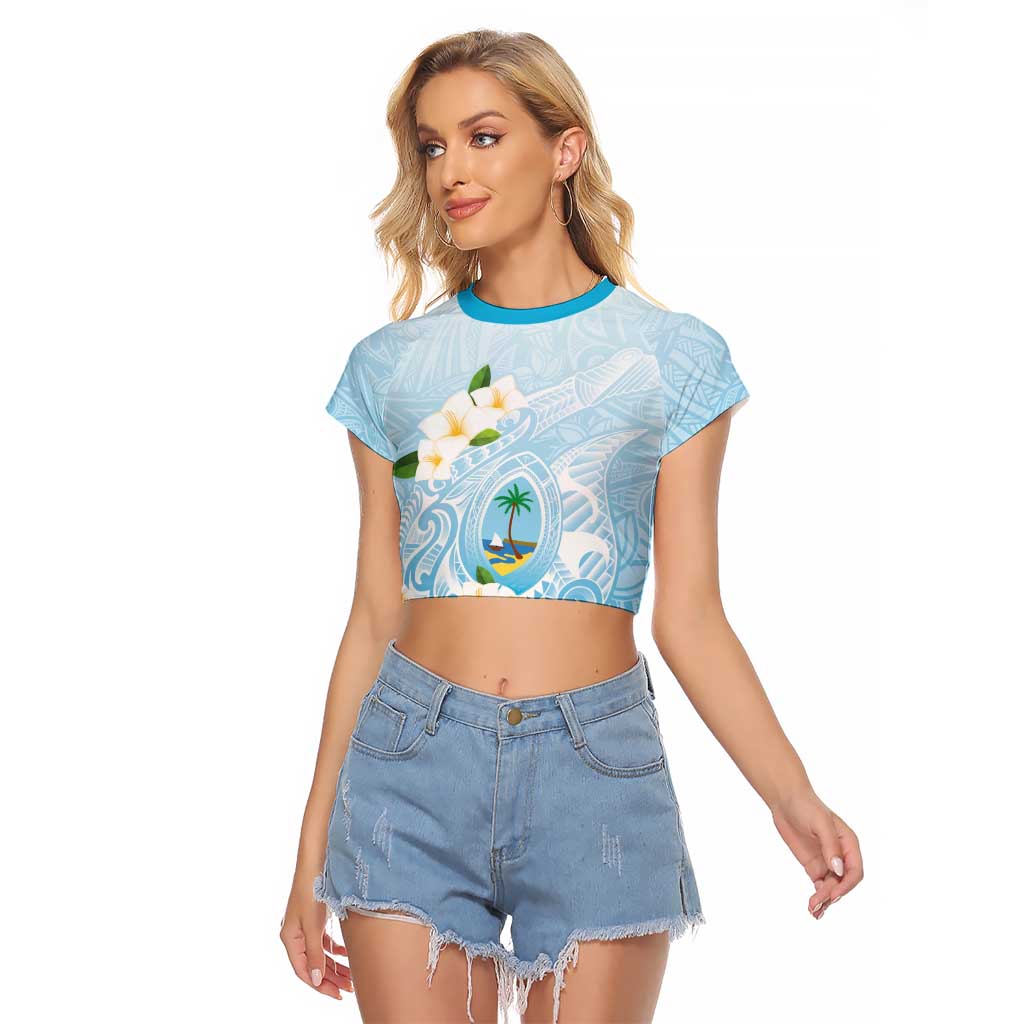 Guam Fishhook Mix Guasali Flowers Raglan Cropped T Shirt Dreaming Turquoise