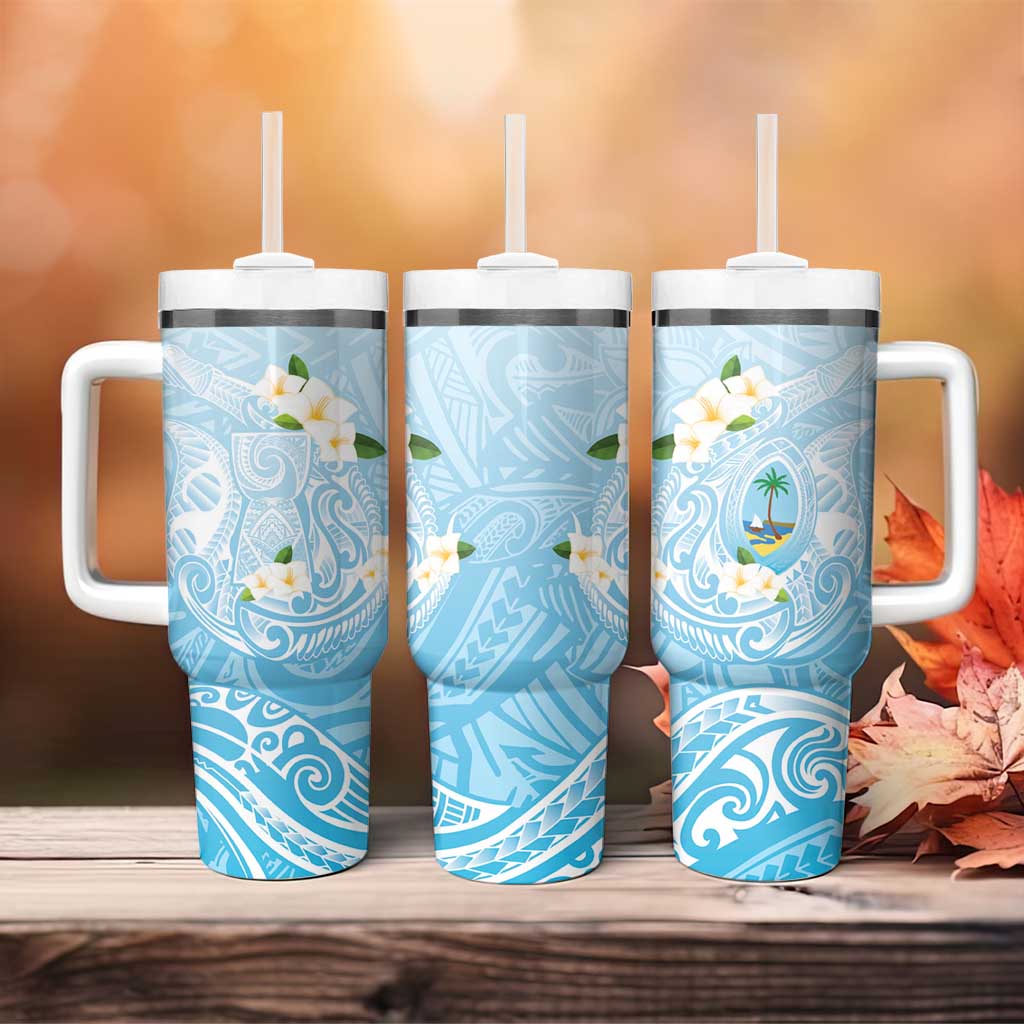 Guam Fishhook Mix Guasali Flowers Tumbler With Handle Dreaming Turquoise