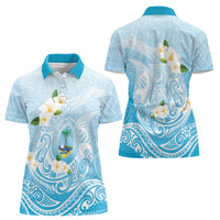 Guam Fishhook Mix Guasali Flowers Women Polo Shirt Dreaming Turquoise