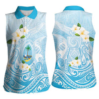 Guam Fishhook Mix Guasali Flowers Women Sleeveless Polo Shirt Dreaming Turquoise