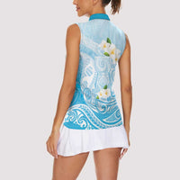 Guam Fishhook Mix Guasali Flowers Women Sleeveless Polo Shirt Dreaming Turquoise