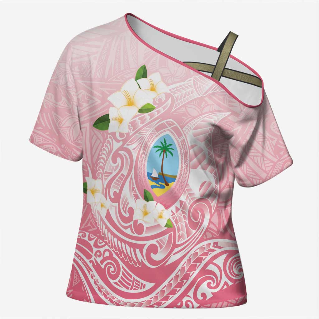 Guam Fishhook Mix Guasali Flowers Cross Shoulder Shirt Dreaming Coral
