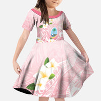 Guam Fishhook Mix Guasali Flowers Family Matching Long Sleeve Bodycon Dress and Hawaiian Shirt Dreaming Coral LT7 Daughter's Dress Pink - Polynesian Pride