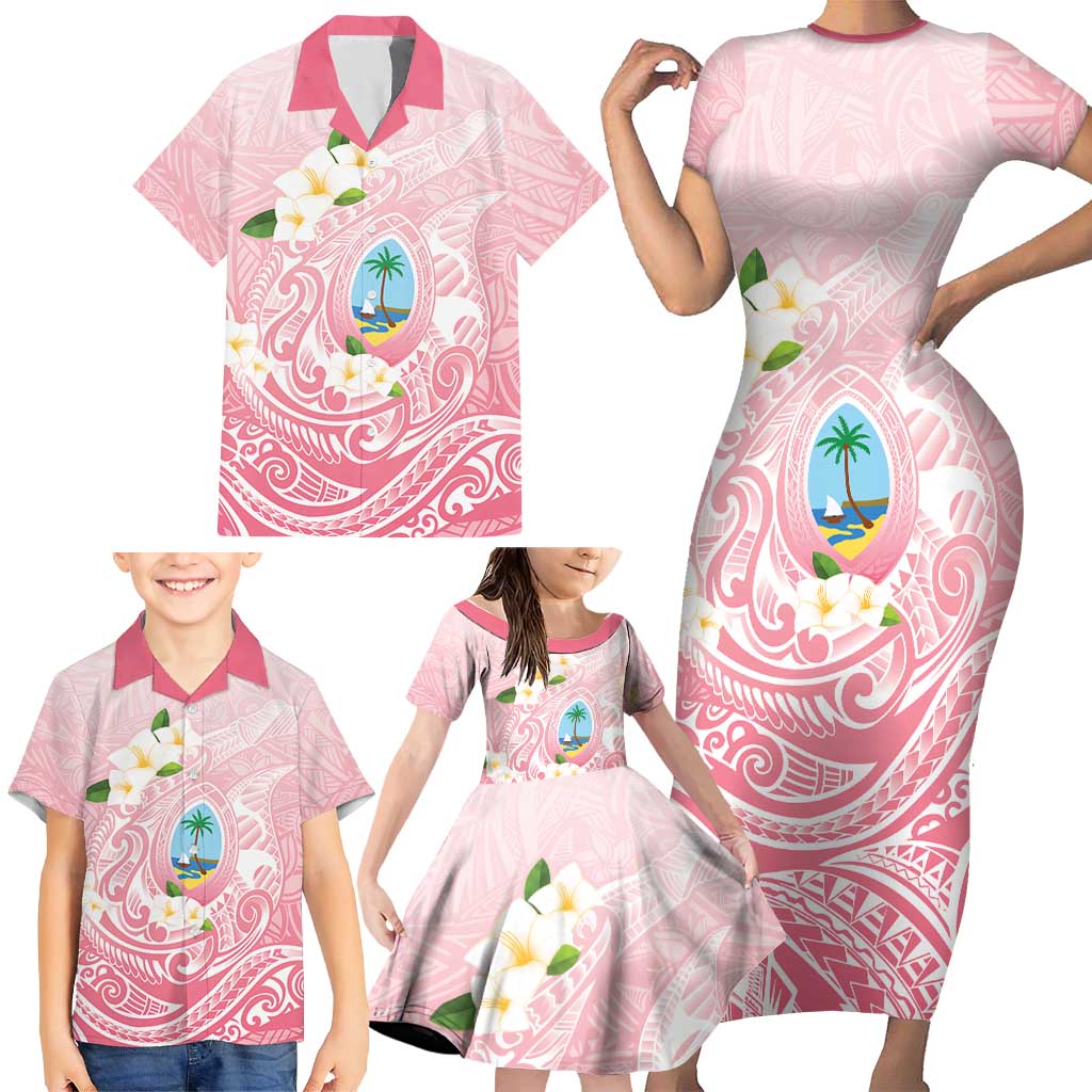 Guam Fishhook Mix Guasali Flowers Family Matching Short Sleeve Bodycon Dress and Hawaiian Shirt Dreaming Coral LT7 - Polynesian Pride