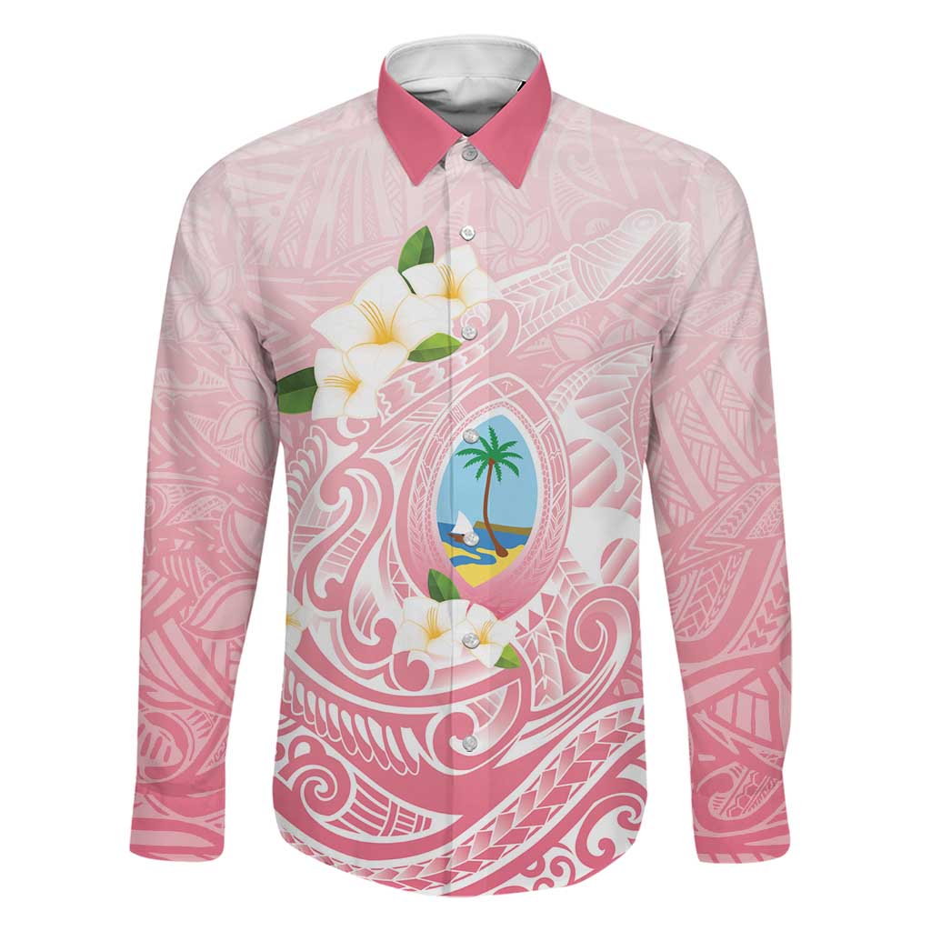 Guam Fishhook Mix Guasali Flowers Family Matching Summer Maxi Dress and Hawaiian Shirt Dreaming Coral LT7 Dad's Shirt - Long Sleeve Pink - Polynesian Pride