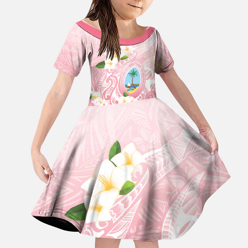 Guam Fishhook Mix Guasali Flowers Family Matching Tank Maxi Dress and Hawaiian Shirt Dreaming Coral LT7 Daughter's Dress Pink - Polynesian Pride